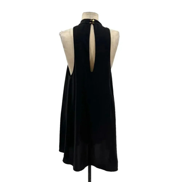 Amanda Uprichard Mini Dress Sleeveless Choker Neck Keyhole Silk Black Size Large - Picture 6 of 11